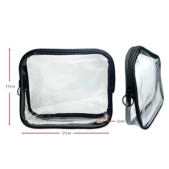 PVC Clear Cosmetic Luggage Travel Bag - Large Black