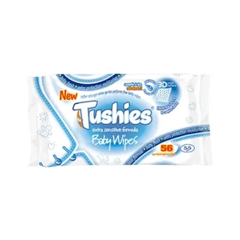 Tushies Sensitive Baby Wipes 56 Pack - Fragrance-Free & Eco-Friendly