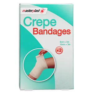 Masterplast Crepe Bandages Twin Pack, 8cm & 10cm x 3m | Bulk Savings