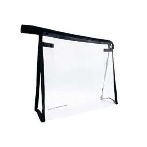 Clear Cosmetic Bag Black Extra Large | No Minimum Order