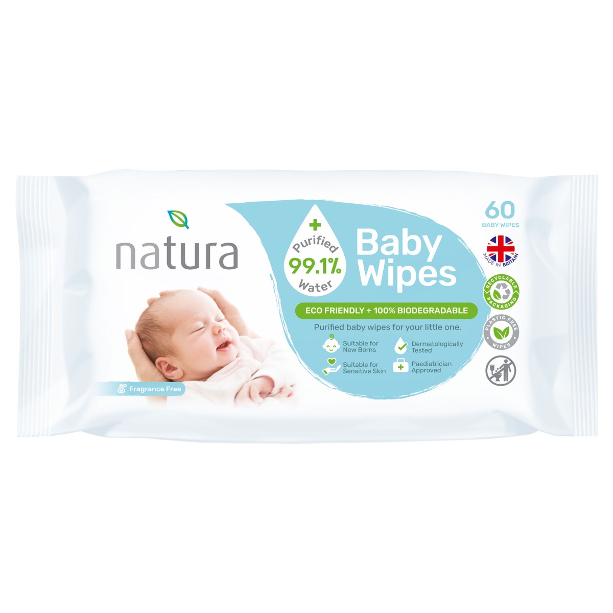 Natura Baby Wipes 60 Pack Made in Britain | Discounted in Bulk