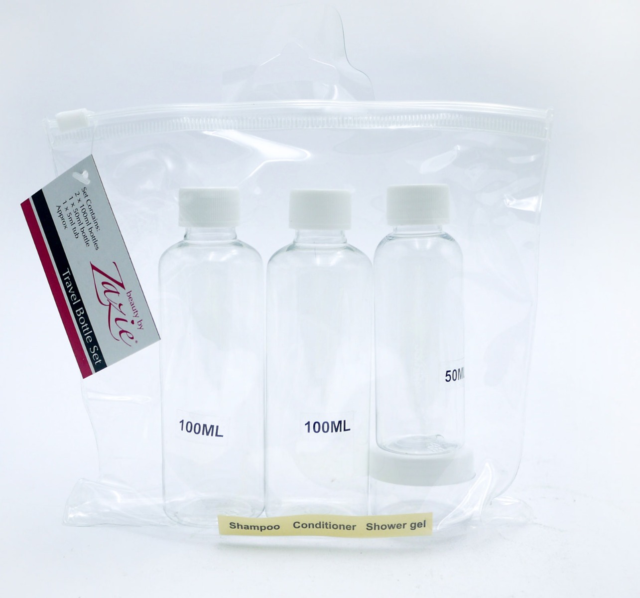 Zazie Travel Bottles & Bag Set 100ml & 50ml Hand Luggage | Buy Bulk