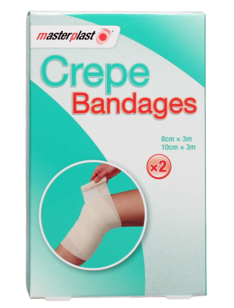Masterplast Crepe Bandages Twin Pack, 8cm & 10cm x 3m | Bulk Savings