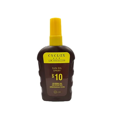Cyclax Sun Oil Spray SPF 10 - 100ml Travel Size, Low Protection