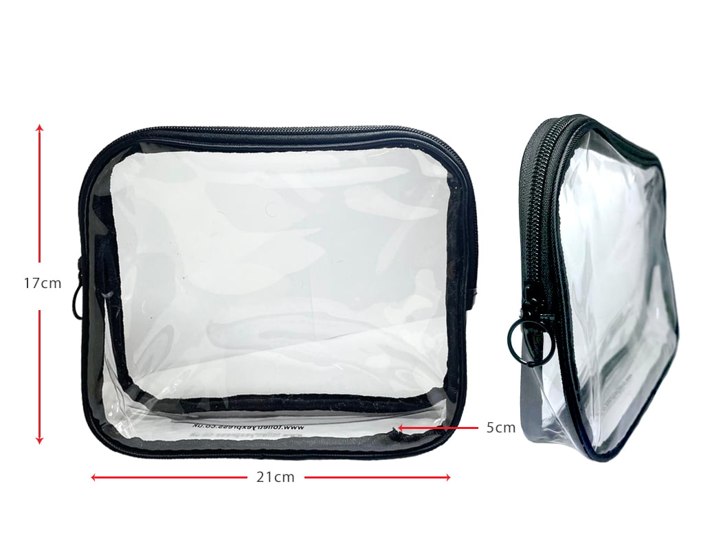 PVC Clear Cosmetic Luggage Travel Bag - Large Black
