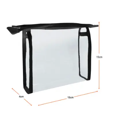 Clear Cosmetic Bag Black Small | No Minimum Order