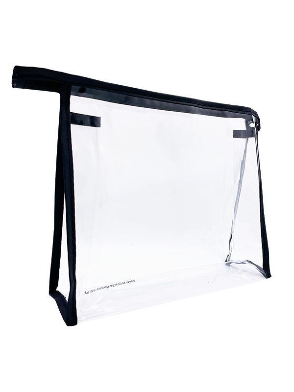 PVC Clear Cosmetic Zipper Bag - Large Black