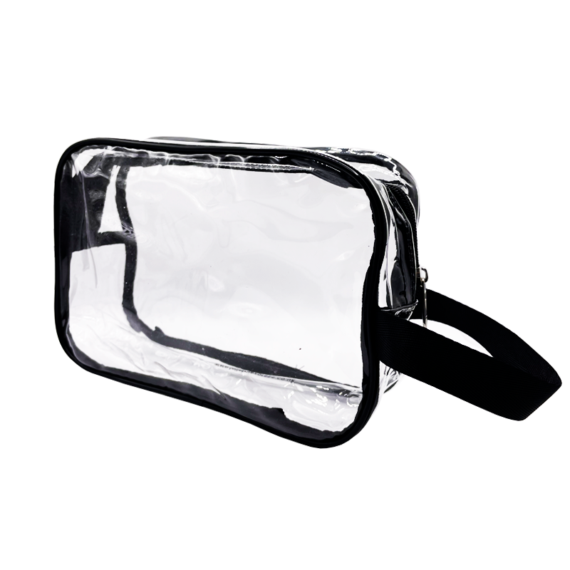 PVC Clear Cosmetic Luggage Travel Bag - Extra Large Black